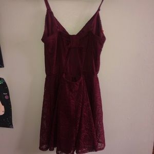 burgundy open back dress